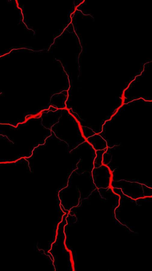 Rayos rojos ramificándose sobre un fondo negro. — Rojo neón Fondos de pantalla