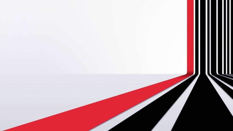 Patrón geométrico abstracto con franjas rojas, negras y blancas que convergen en un punto de fuga. — Rojo y Blanco Fondos de pantalla