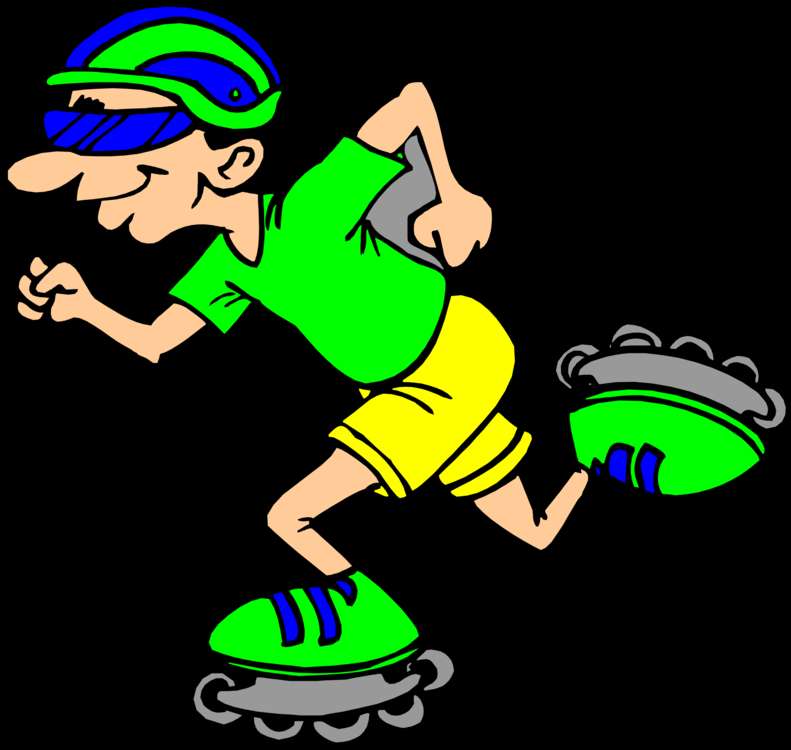 Cartoon boy roller skating with a football — Rollerblading Background