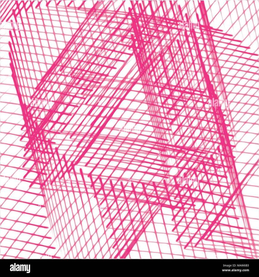 Abstraktes geometrisches Muster aus rosa Gitterwürfeln auf weißem Hintergrund. — Rosa Gitter Wallpaper