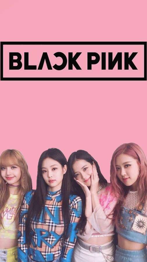 Black-Pink-Bandmitglieder posieren in bunten Outfits vor pinkem Hintergrund. — Roseanne Bilder