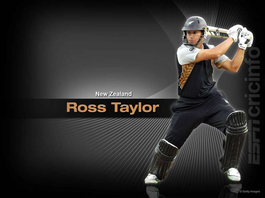 Cricketspilleren Ross Taylor i slagstilling iført fuldt beskyttelsesudstyr. — Ross Taylor Wallpapers
