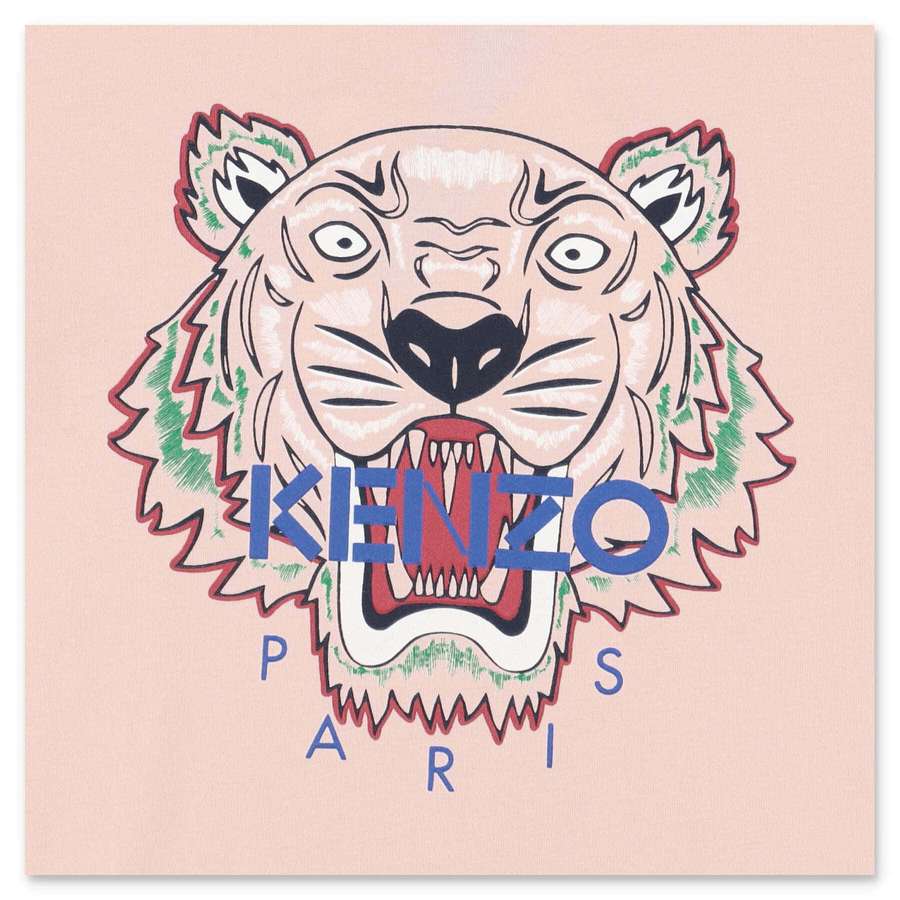Ilustración del logotipo de cabeza de tigre Kenzo Paris sobre fondo rosa. — Rostro de tigre Fondos de pantalla