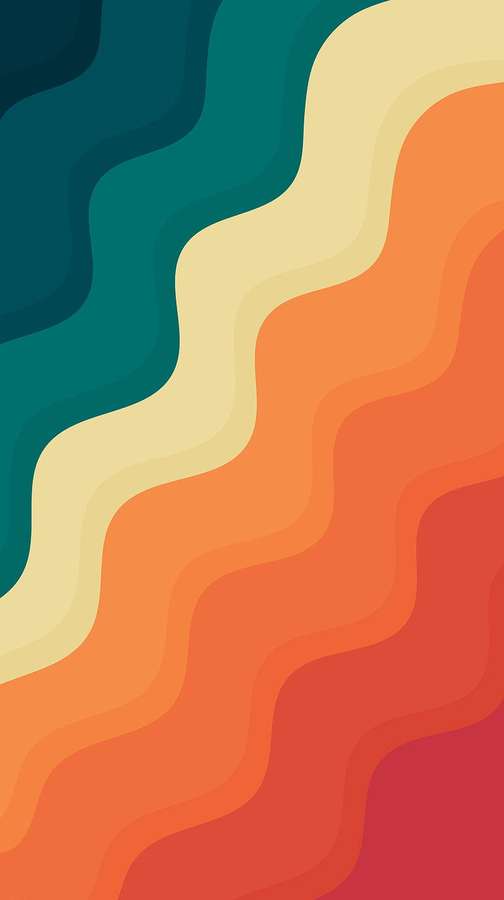 Abstract digital artwork with flowing wavy bands of teal cream orange and red. — S20 Background