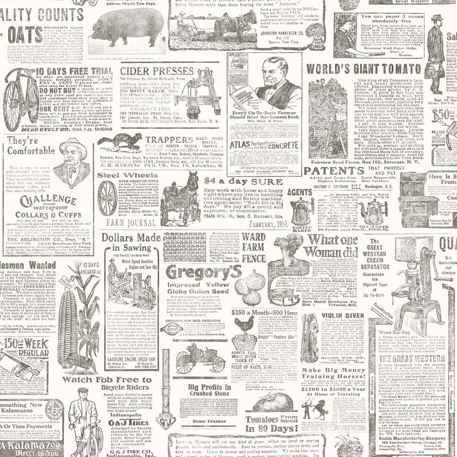 Vintage Newspaper Ad Wallpaper  Sepia Brown  Designer Wallcoverings and  Fabrics