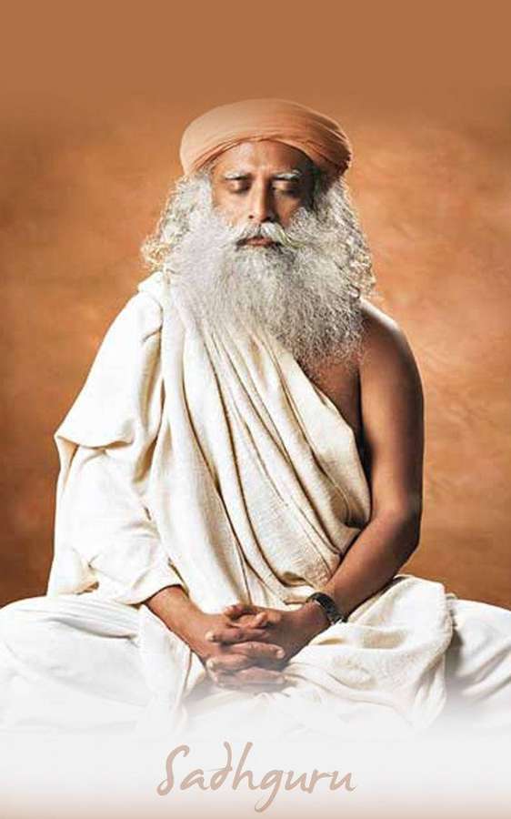 Ein spiritueller Weiser meditiert mit geschlossenen Augen in einer friedvollen Pose. — Sadhguru Bilder