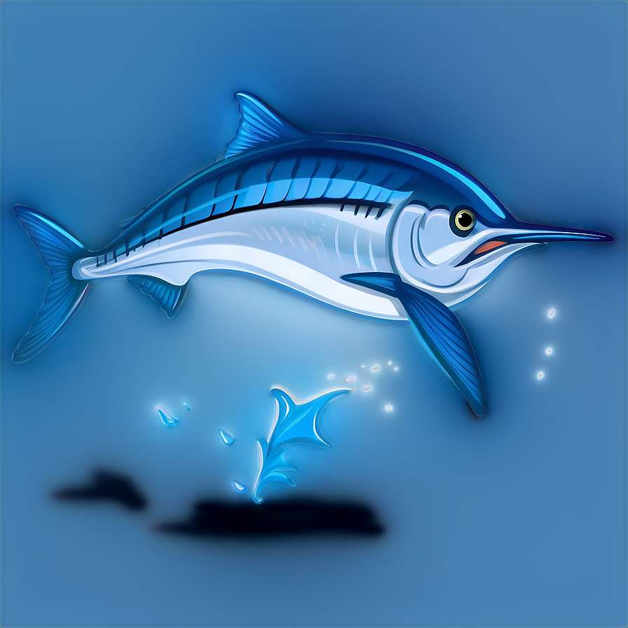 Um marlim-azul nadando debaixo d'água com barbatanas brilhantes e bolhas — Saltar Papéis de Parede