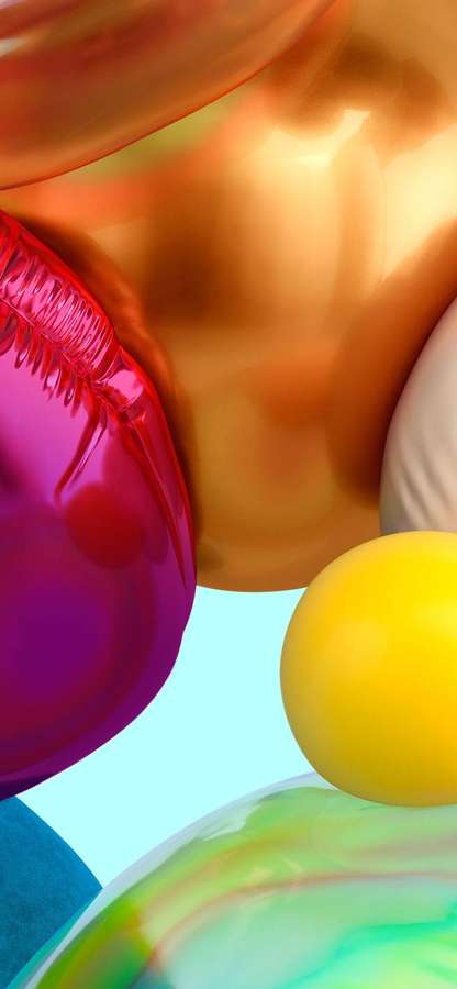 Floating colorful translucent spheres in a minimalist abstract composition. — Samsung A71 Background