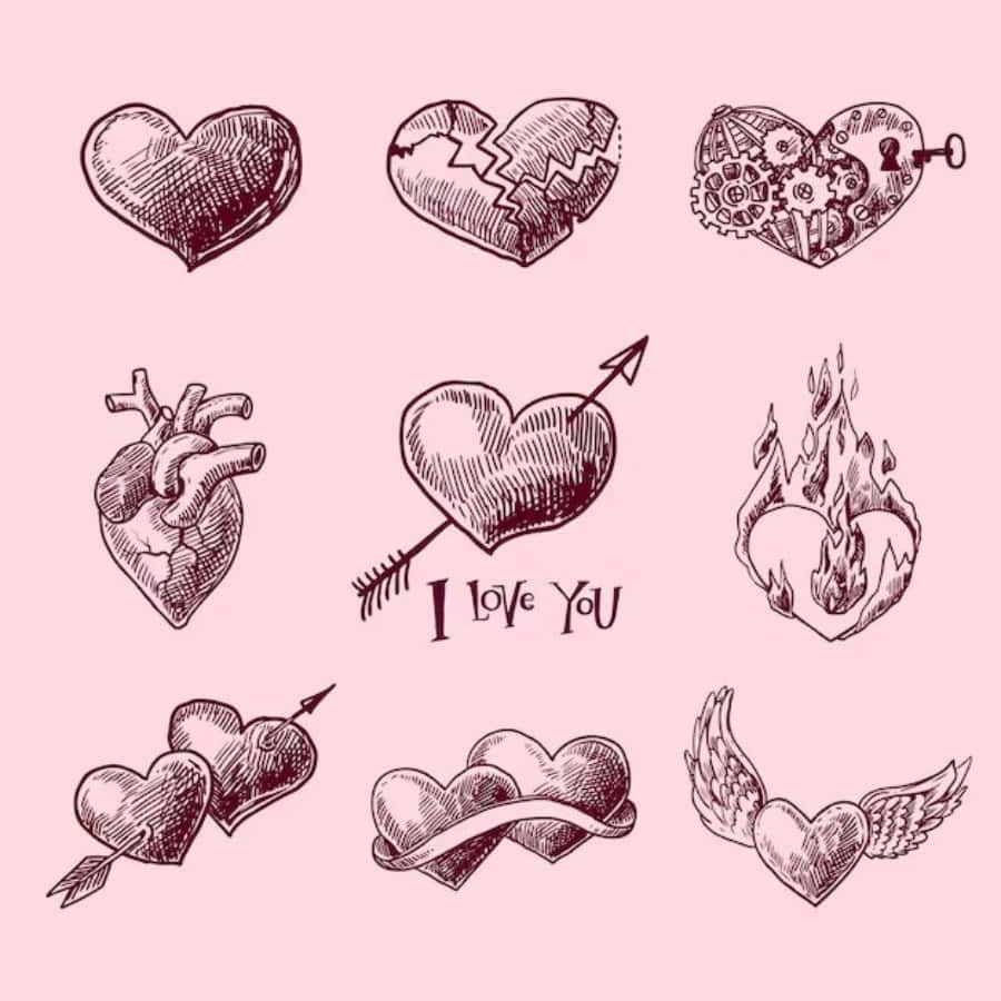 Sarjakuvamainen Sydän Taustakuva