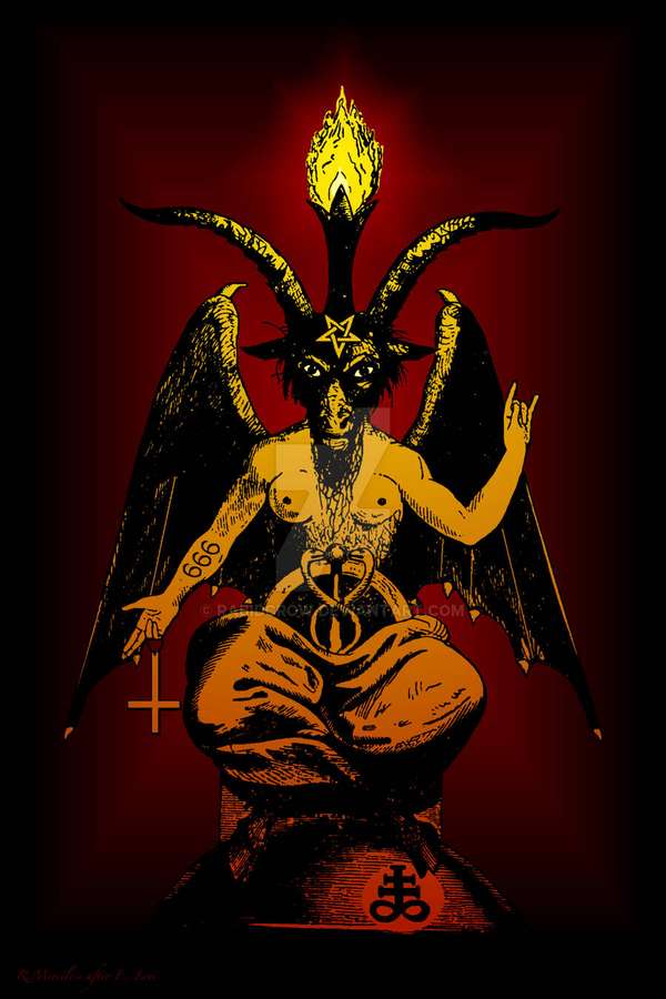 Saatanallinen demoni sarvet siivet ja liekkikruunu istuu valtaistuimella — Satanistinen Taustakuvat
