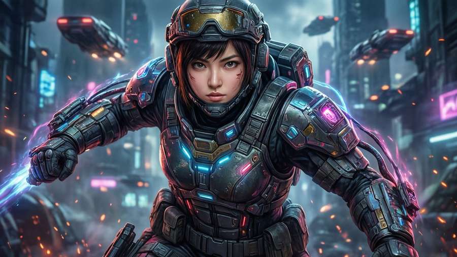 Futuristic sci-fi wallpaper of Saya. — Saya Takagi Wallpaper