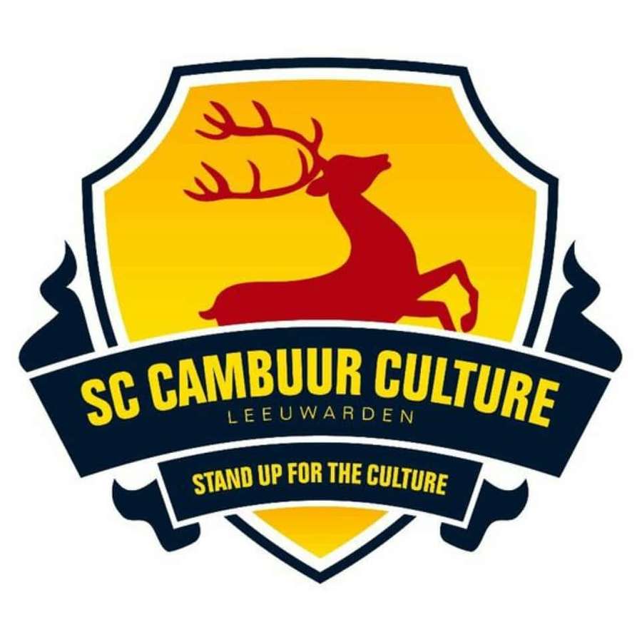 Logo with red stag on yellow shield and text SC CAMBUUR CULTURE LEEUWARDEN. — Sc Cambuur Wallpaper