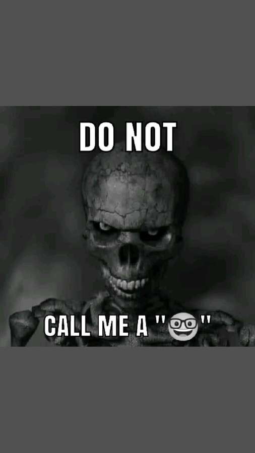 A scary cracked skull with glowing eyes and text saying do not call me a nerd. — Scary Skulls Background