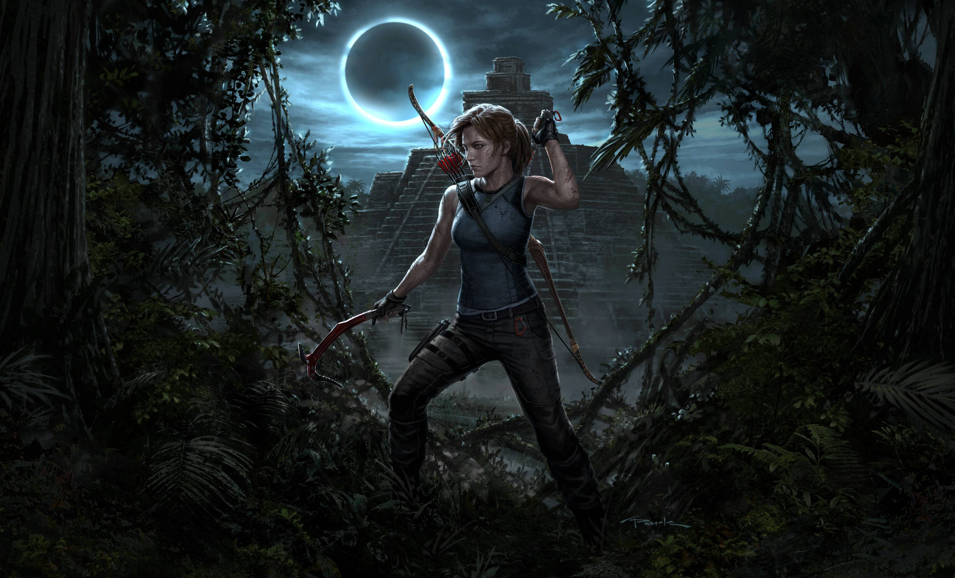 Schaduw Van De Tomb Raider 4k Achtergrond