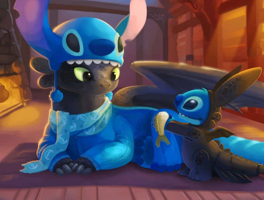 Schattige Lilo En Stitch Achtergrond