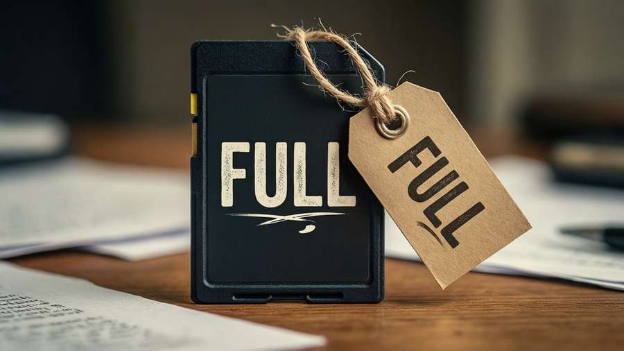 SD card with a 'FULL' tag, typographic style. — Sd Card Picture