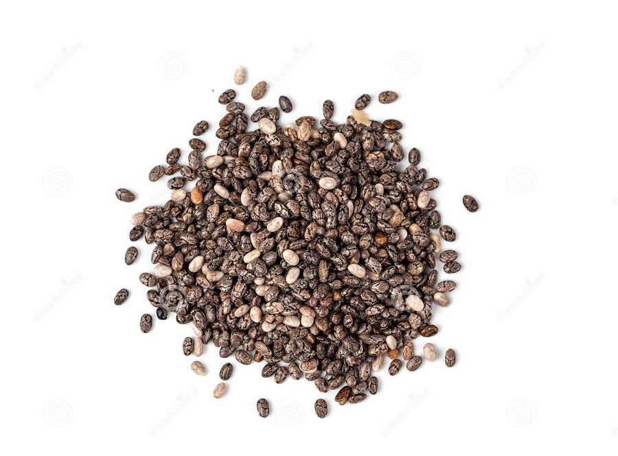 Uma pilha de sementes de chia em um fundo branco — Sementes de chia Papéis de Parede