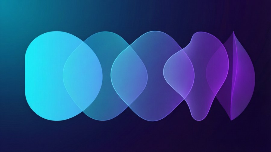 Smooth morphing geometric shapes in cyan to purple gradient. — Sequence Wallpaper