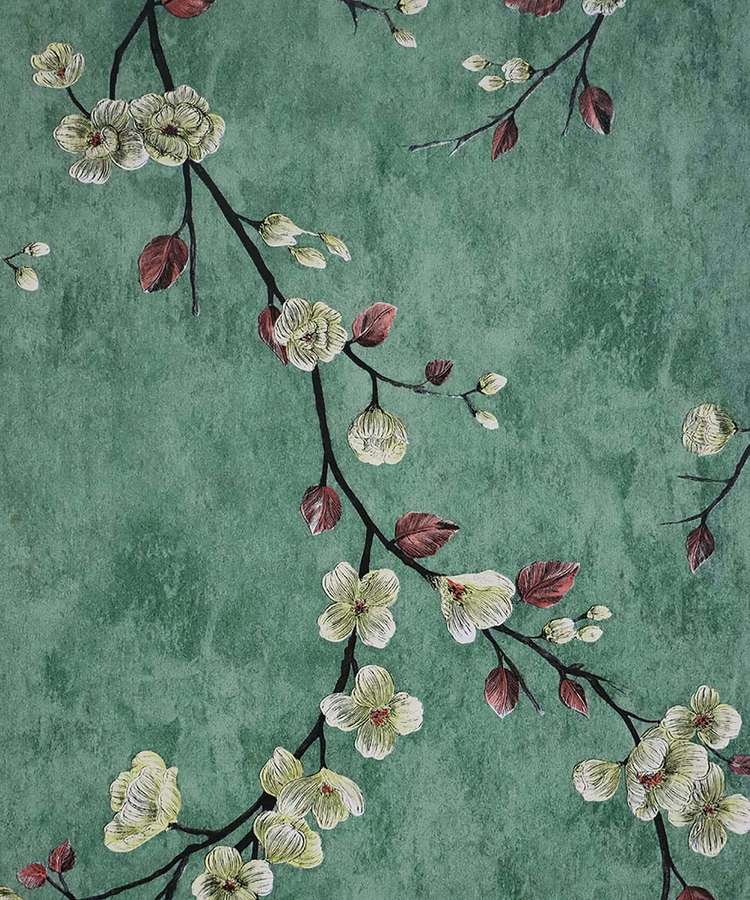 Sfondo con fiori che sbocciano su uno sfondo teal strutturato — Sfondo ramo Sfondi