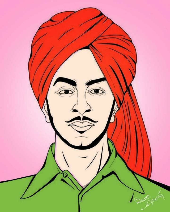 Portrait of a man wearing a red turban and green shirt against a pink background. — Shaheed Wallpaper