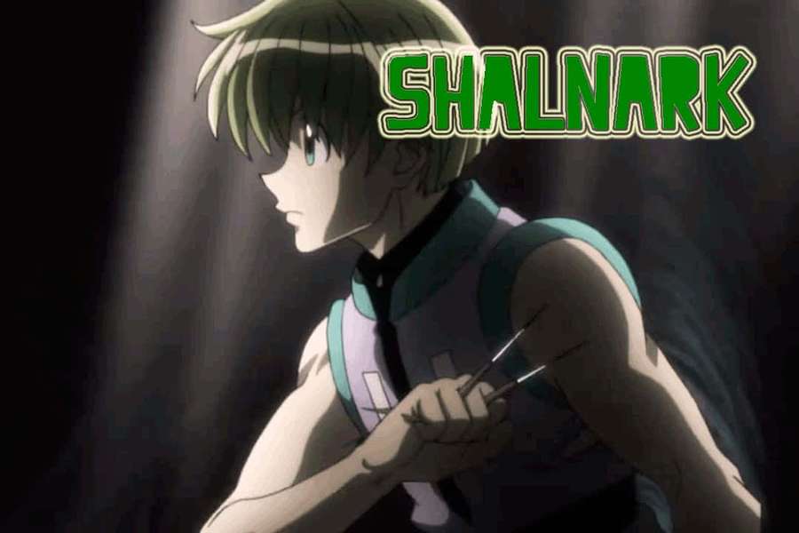 Anime character Shalnark holding a knife in a dark scene. — Shalnark Wallpaper