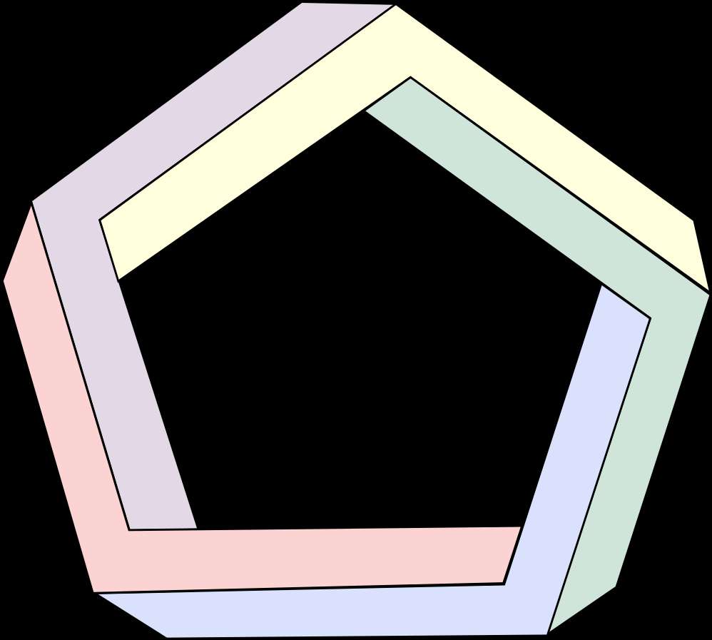Pastel-colored pentagon frame on black background — Shape PNG