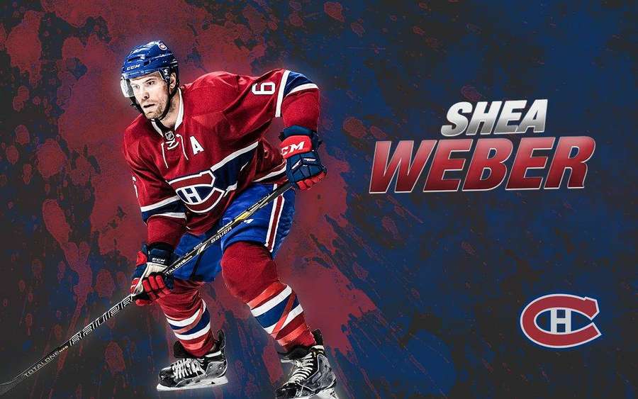 Giocatore di hockey Shea Weber con equipaggiamento dei Montreal Canadiens che pattina con il bastone. — Shea Weber Sfondi