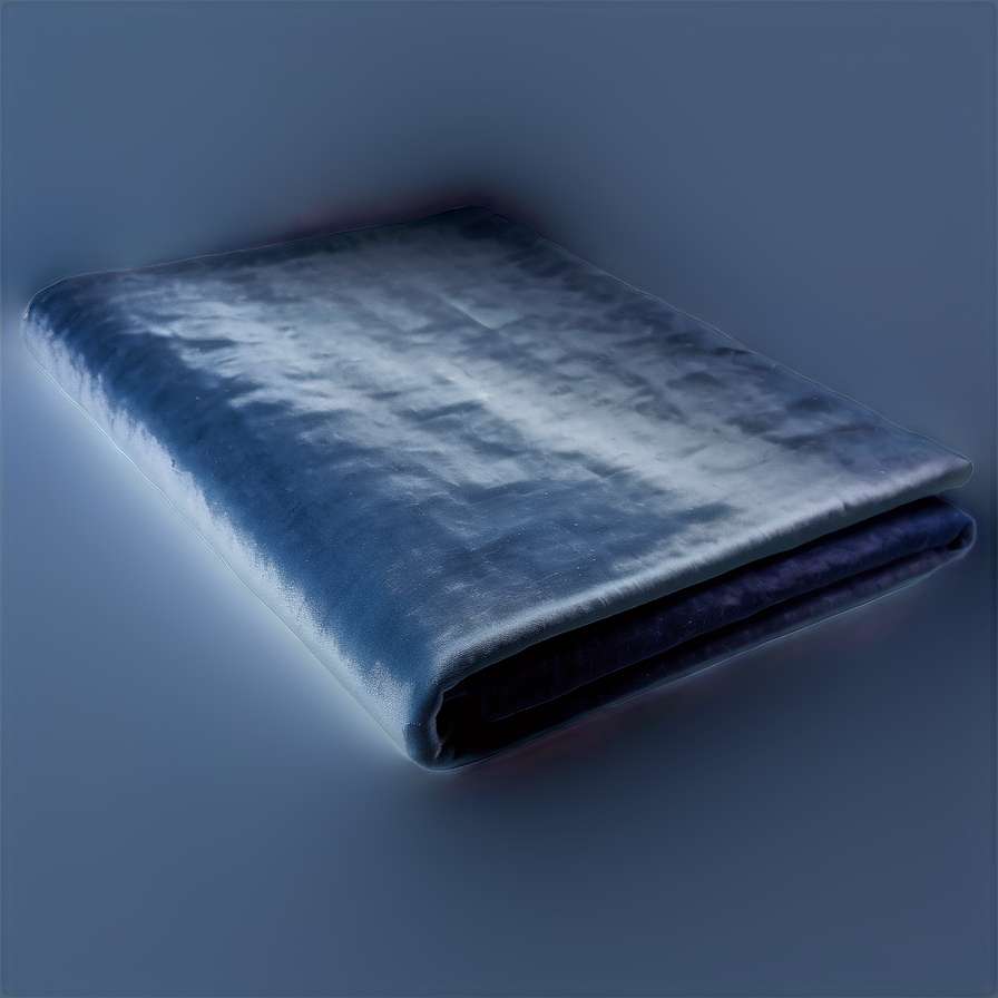 A folded velvet blanket with cloud pattern glowing softly in blue tones. — Sheets PNG
