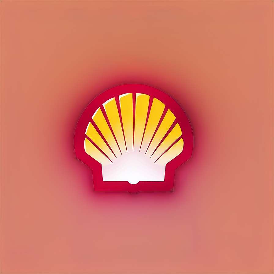 Glowing Shell logo on coral gradient background — Shell Logo PNG