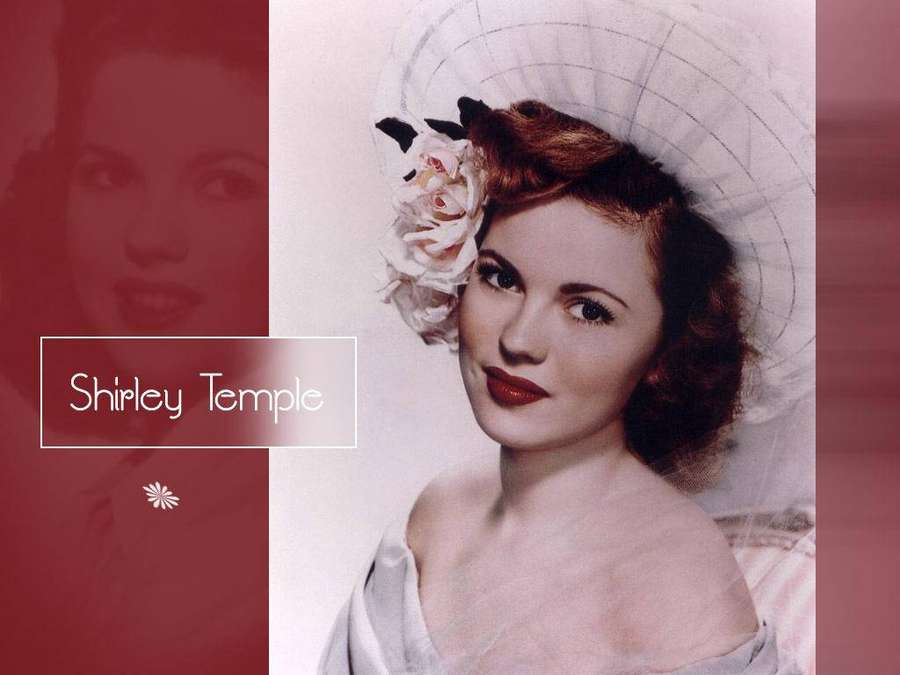 Shirley Temple in ritratto da studio vintage con cappello bianco e rossetto rosso. — Shirley Sfondi