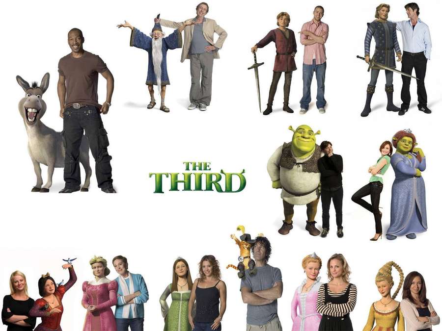 Shrek y Burro con actores reales en una foto promocional para 'The Third'. — Shrek para PC Fondos de pantalla