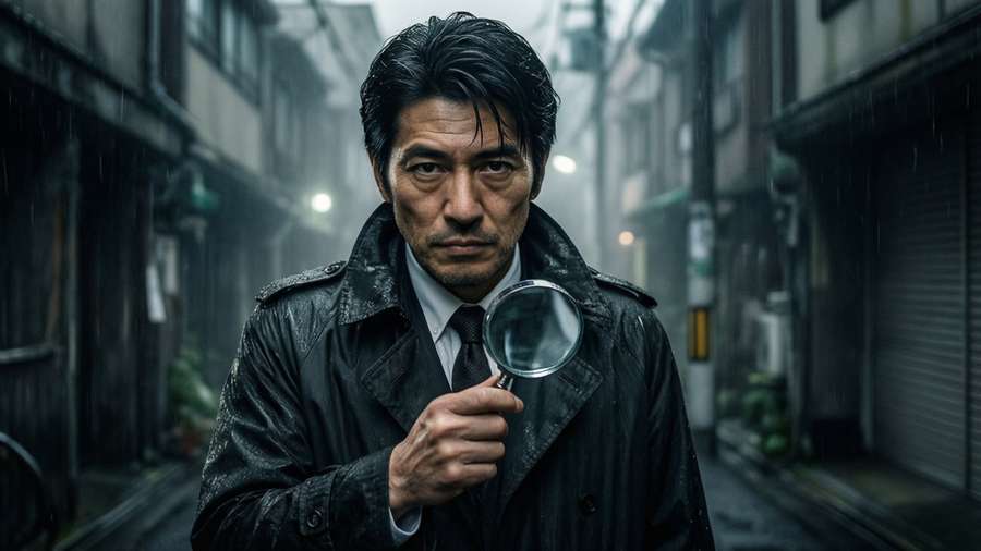 Shun Ibusaki as a noir detective in a rainy alley — Shun Ibusaki Wallpaper