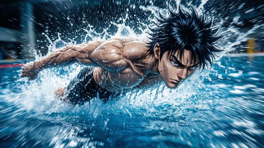 Shun Kazama diving with a splash frozen in time — Shun Kazama Wallpaper