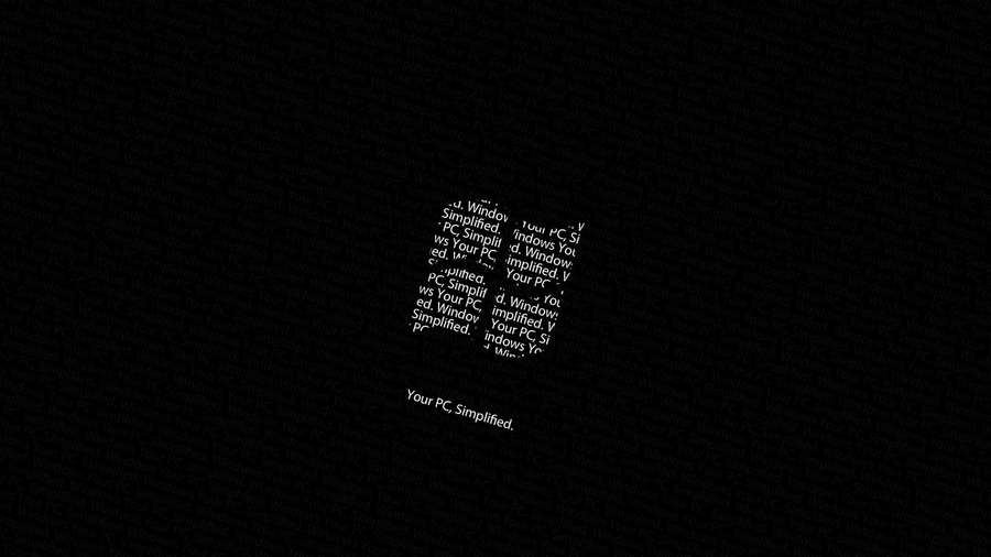 Black background with scattered white text reading 'Your PC Simplified' — Simple Black Background