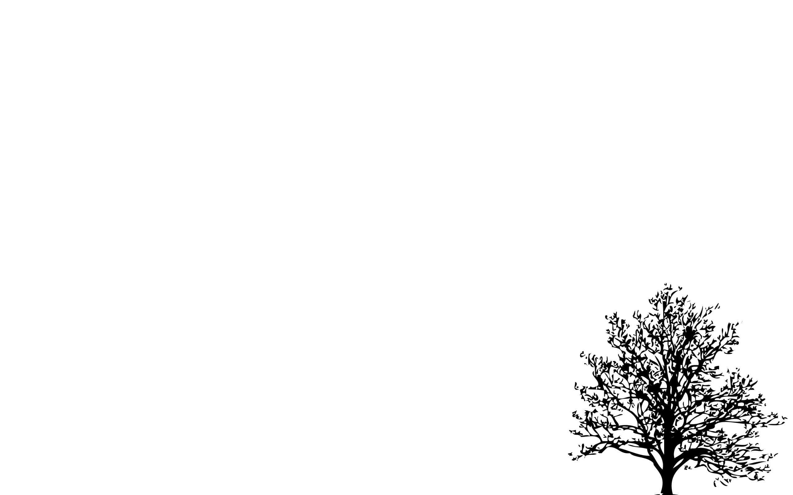 A lone bare tree in black silhouette against a white background. — Simple White Background