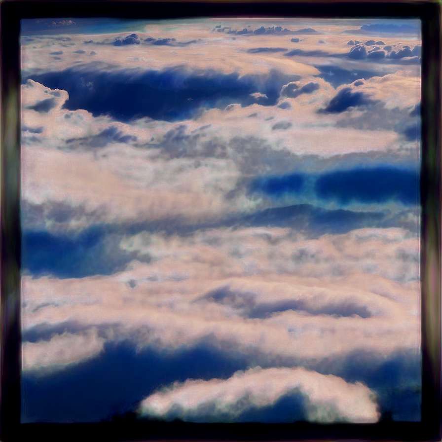 Aerial view of clouds in soft pink and blue hues with dark shadows. — Sky PNG