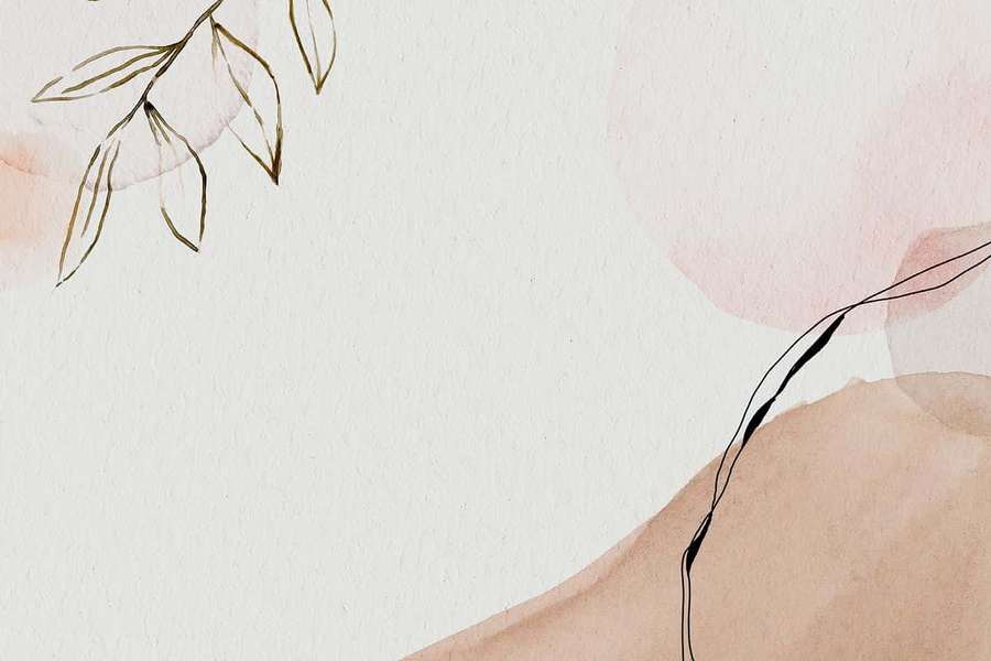 Abstract watercolor artwork with soft pink and beige tones and gold leaf branches. — Slideshow Background