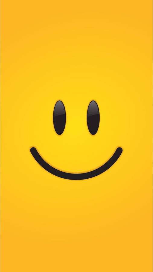 Ein hellgelbes Smiley mit schwarzen Augen und einem gebogenen Lächeln. — Smiley Wallpaper