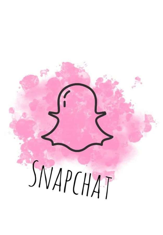 Snapchat ghost logo on pink watercolor background with brand name below. — Snapchat Background