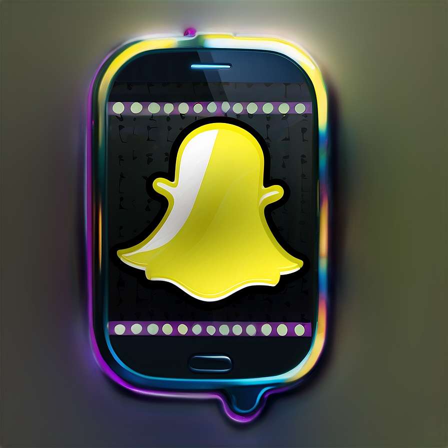 A smartphone with a glowing Snapchat app icon on its screen. — Snapchat PNG