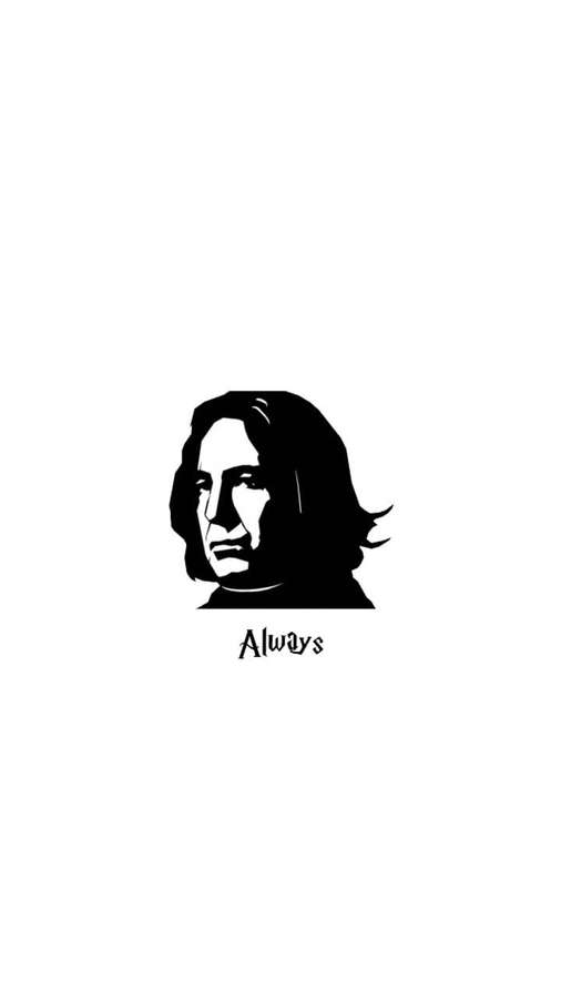 Black silhouette portrait with the word Always below — Snape Wallpaper