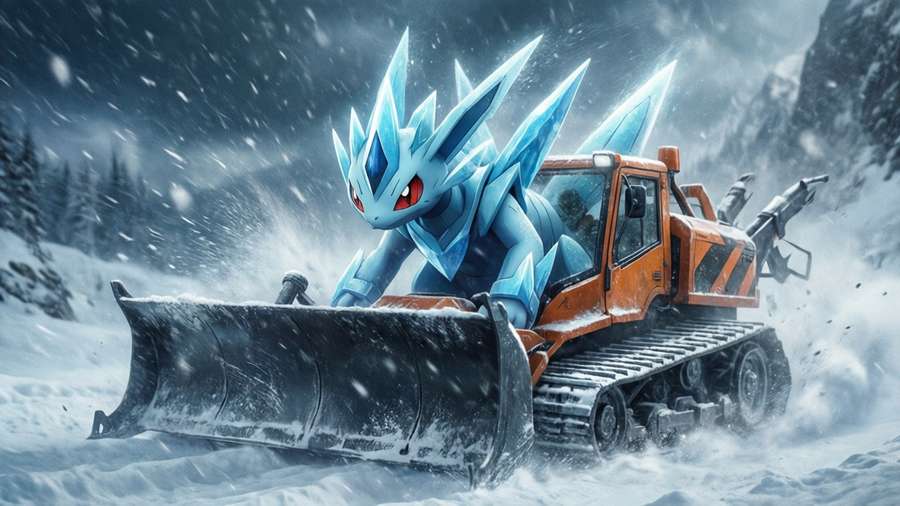 Snover braves a fierce blizzard alongside a Cryogonal. — Snover Picture