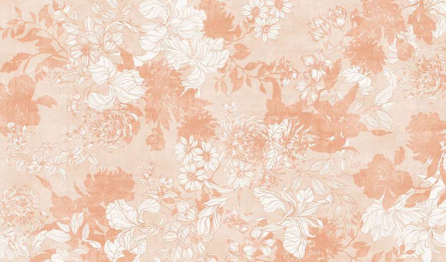 Vintage floral wallpaper with peach and cream tones in a repeating pattern. — Soft Background