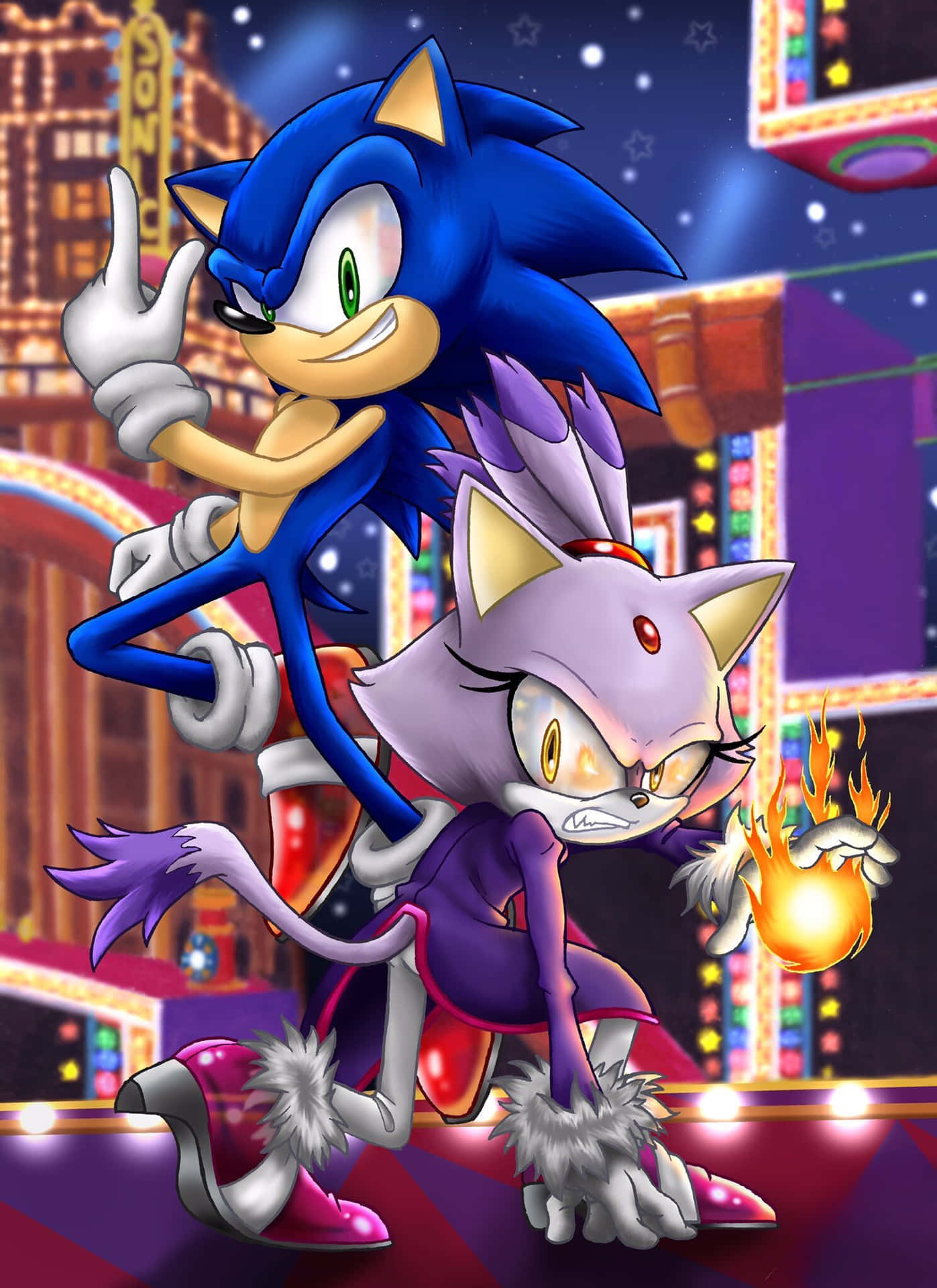 Sonic En Blaze Achtergrond