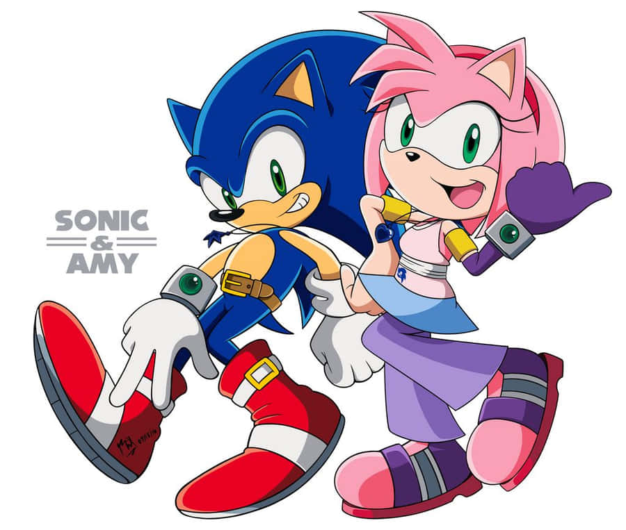 Sonic Og Amy Bakgrunnsbildet