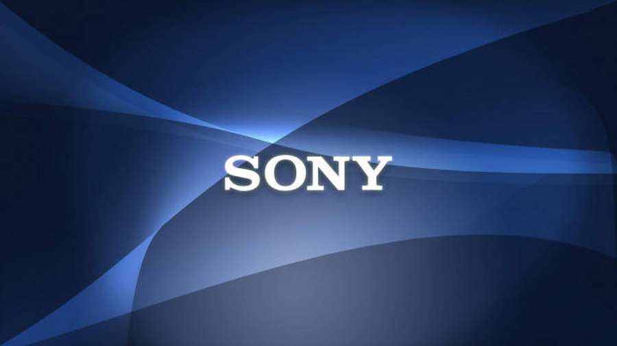 Sony logo centered on a blue abstract background with light streaks. — Sony Logo Wallpaper