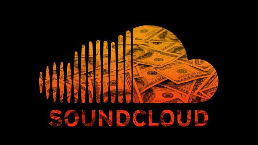SoundCloud logo made of dollar bills on black background. — Soundcloud Background