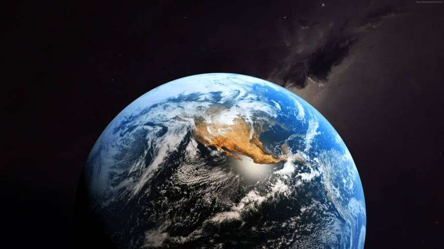 Planet Earth viewed from space with visible continents oceans and clouds. — Space Pc Wallpaper