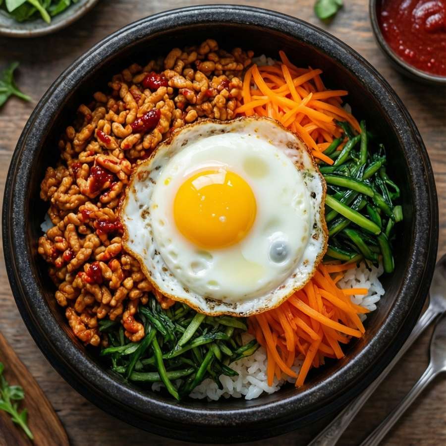 Spam and eggs mixed with rice and vegetables in a bowl. — Spam Wallpaper