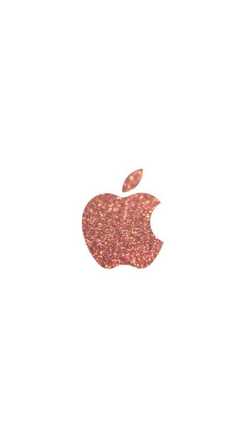 Rose gold glitter Apple logo on white background — Sparkle iPhone Wallpaper